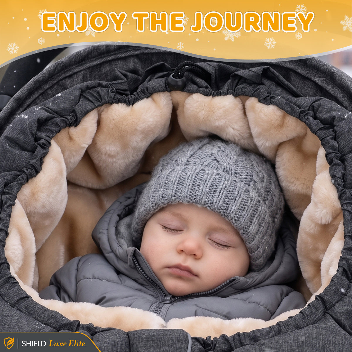 Orzbow Winter Stroller Footmuff, Faux Lambskin, Baby Stroller Winter Footmuff with Zipper, Easy Access, Anti-Slip Protection, Reflective Strips, Universal, Waterproof, 100*45cm
