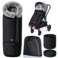 Orzbow Stroller Footmuff with Faux Fur Collar, Weather-Proof Bunting Bag, Warm Cozy Blanket Cover with Reflective Strips & Extended Footmuff, Easily Attaches to Most Strollers, Baby Winter Essentials