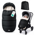 Orzbow Fußsack Kinderwagen Winter, Sherpa Fleece, Reißverschluss, Schwarz Fußsack Buggy Fusssack Kinderwagen Baby Winter, Abnehmbar, Maschinenwaschbar, Universelle & Wasserabweisendem, 90*48cm