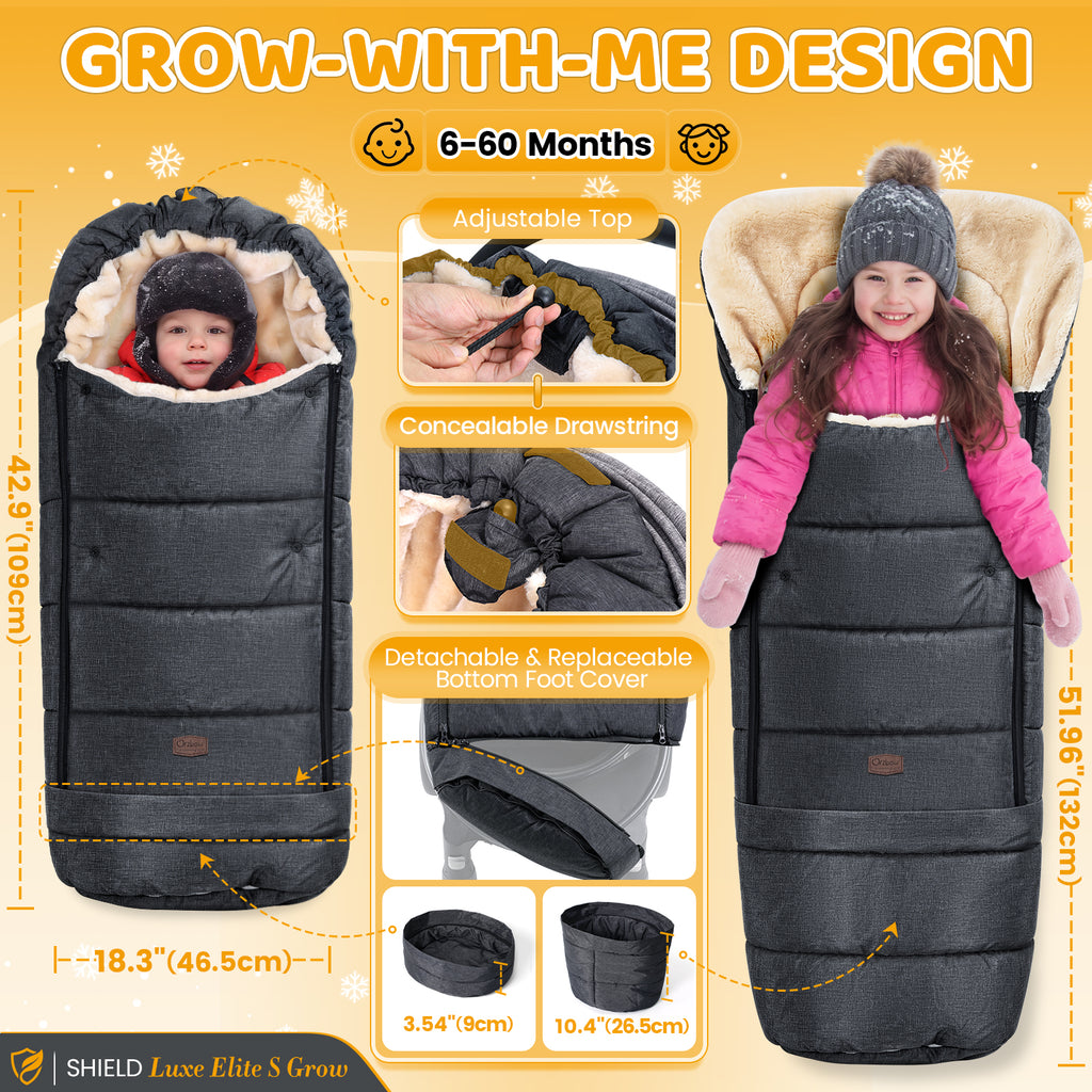 Orzbow Stroller Footmuff Universal, Faux Sheepskin Baby Bunting Bag, Warm