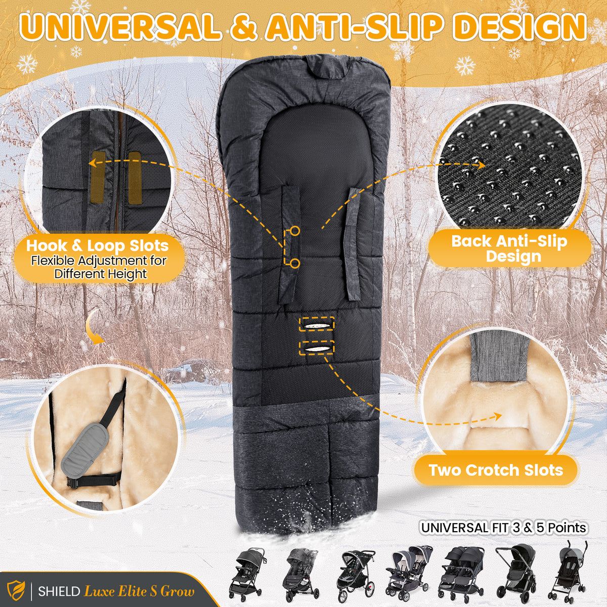 Orzbow Stroller Footmuff Universal, Faux Sheepskin Baby Bunting Bag, Warm