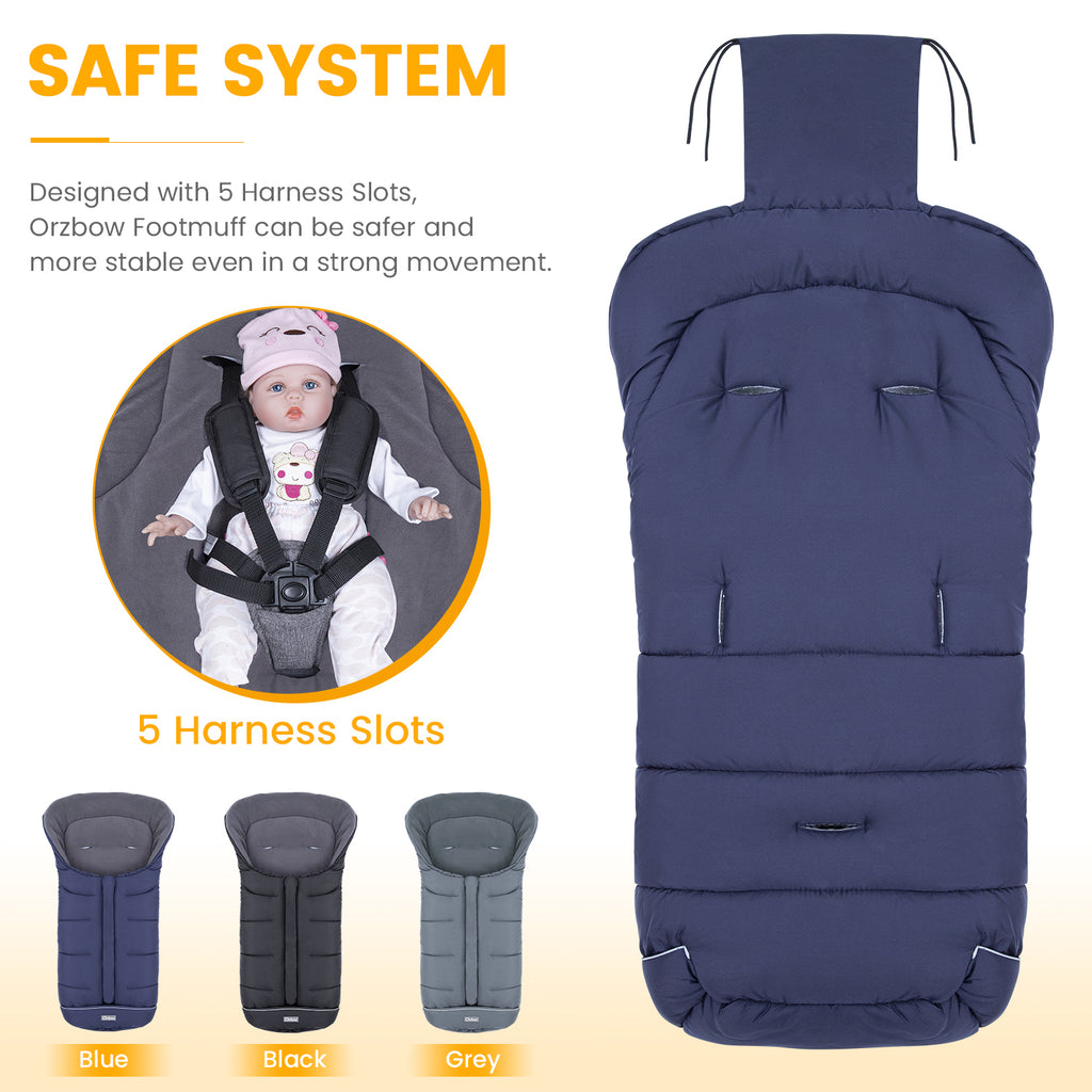 Orzbow Footmuff for Stroller Universal, Weather-Proof Baby Bunting Bag Warm Cozy Blanket Cover, Two-Way Zippers, Machine Washable, Easily Attaches to Most Strollers, Baby Winter Essentials