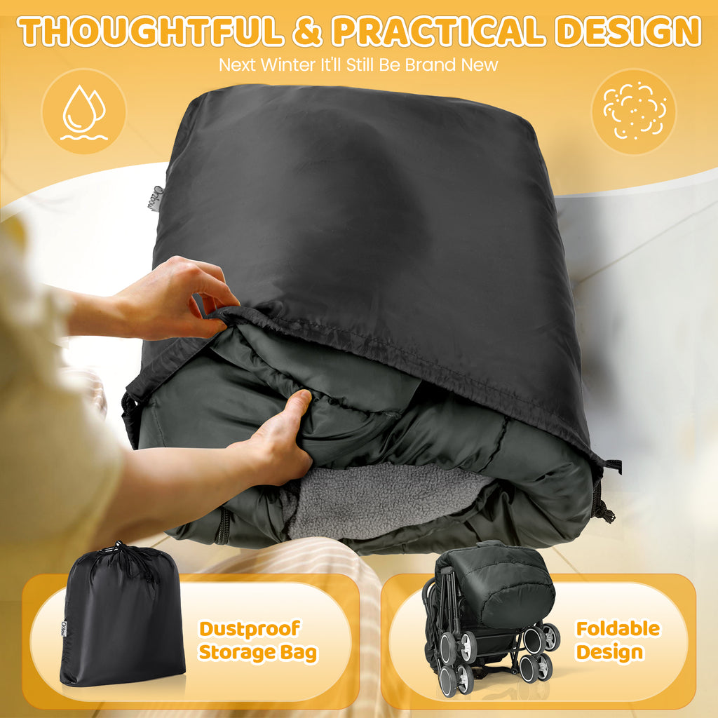 Orzbow Stroller Footmuff Winter, Buggy Footmuff, Zipper, Anthracite, Extendable Baby Stroller Footmuff with Detachable Bottom, Warm, Anti-Slip & Universal, 97/117*44cm