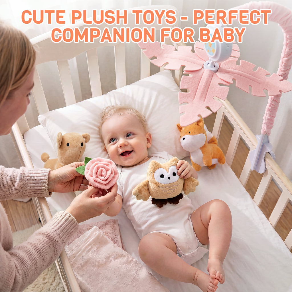 Orzbow Crib Mobile with Music and Lights, Cute Animal Design, Baby Mobile Infant Boys Girls,Rotation, Remote Control, Adjustable Nursery Hanging Toys