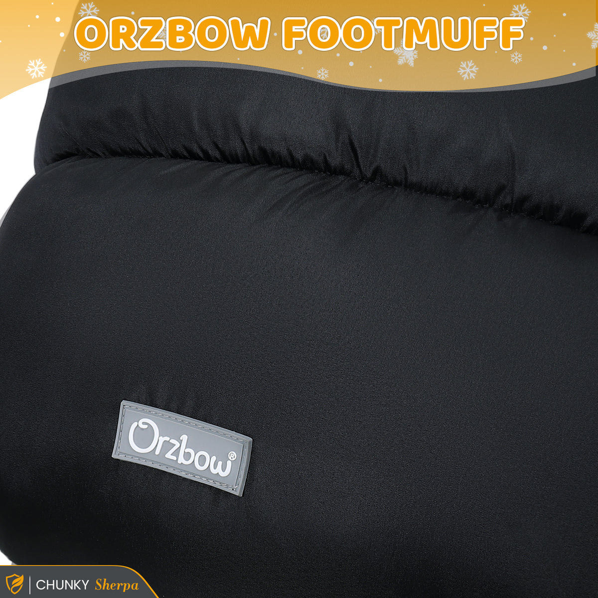 Orzbow Fußsack Kinderwagen Winter, Sherpa Fleece, Reißverschluss, Schwarz Fußsack Buggy Fusssack Kinderwagen Baby Winter, Abnehmbar, Maschinenwaschbar, Universelle & Wasserabweisendem, 90*48cm