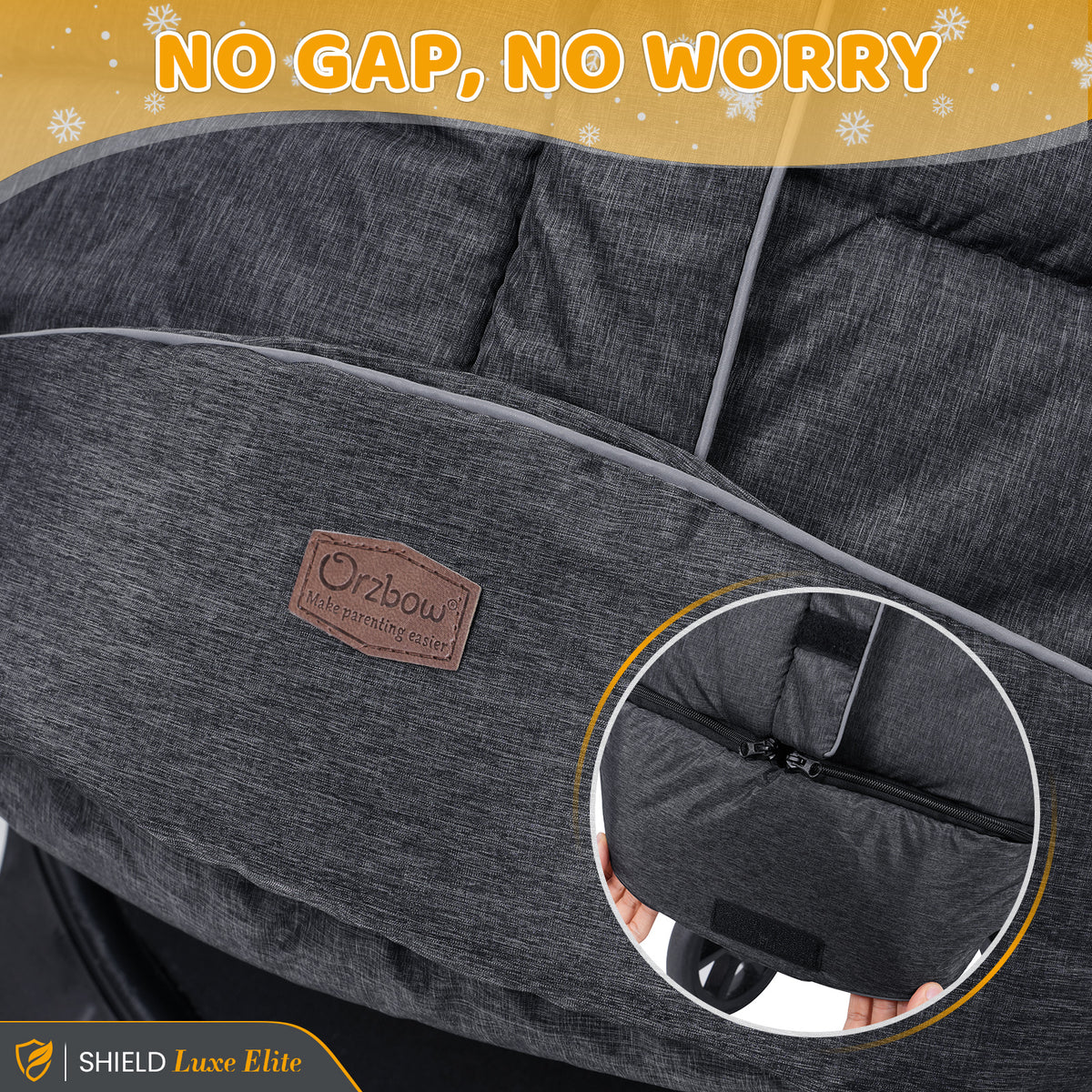 Orzbow Winter Stroller Footmuff, Faux Lambskin, Baby Stroller Winter Footmuff with Zipper, Easy Access, Anti-Slip Protection, Reflective Strips, Universal, Waterproof, 100*45cm