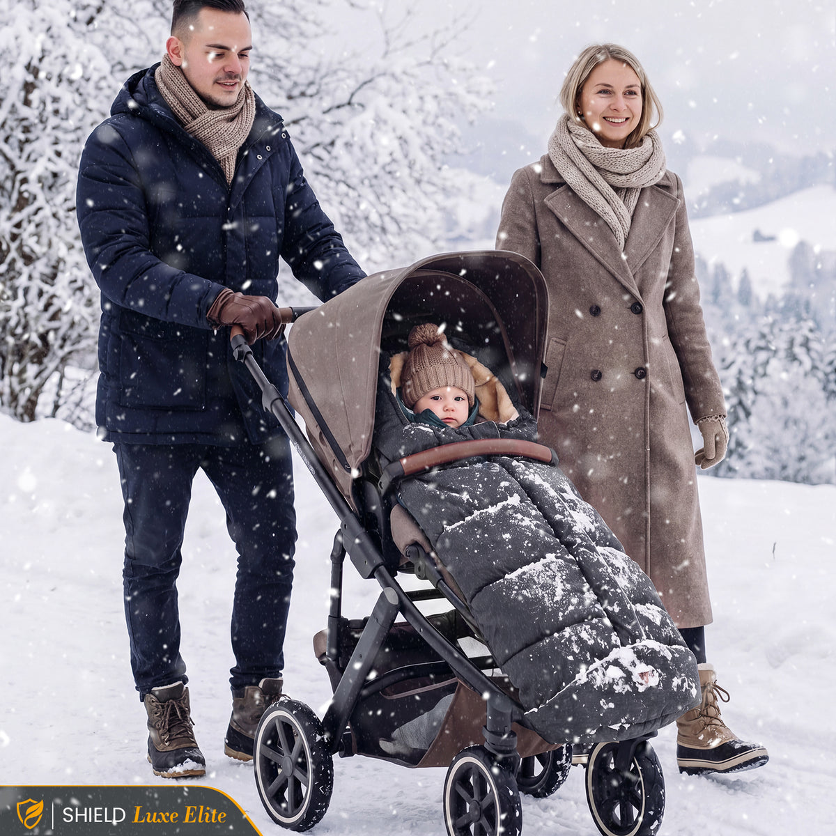 Orzbow Winter Stroller Footmuff, Faux Lambskin, Baby Stroller Winter Footmuff with Zipper, Easy Access, Anti-Slip Protection, Reflective Strips, Universal, Waterproof, 100*45cm